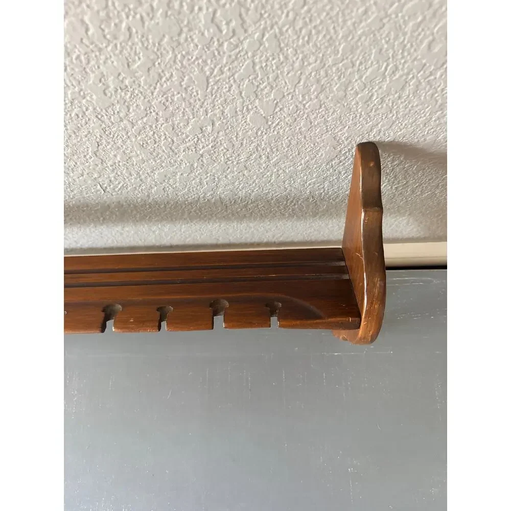 Vintage Solid Wood Spoon Display Wall Shelf Rack Teacup Saucer Collector 23”